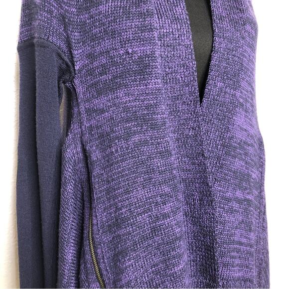 Lululemon Wrap It Up dark purple elbow patch side zip merino wool cardigan 8 - Picture 3 of 16